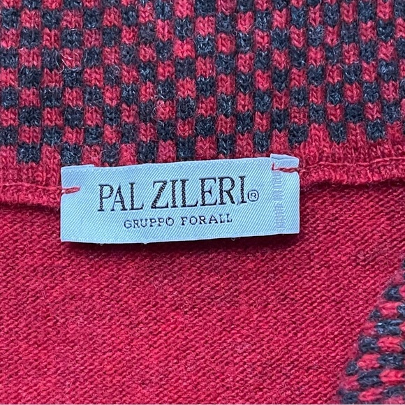 PAL ZILERI Mens Wool Pullover Sweater Size 52 Large 1/4 Zip Elbow Patch Birdseye - Picture 5 of 14
